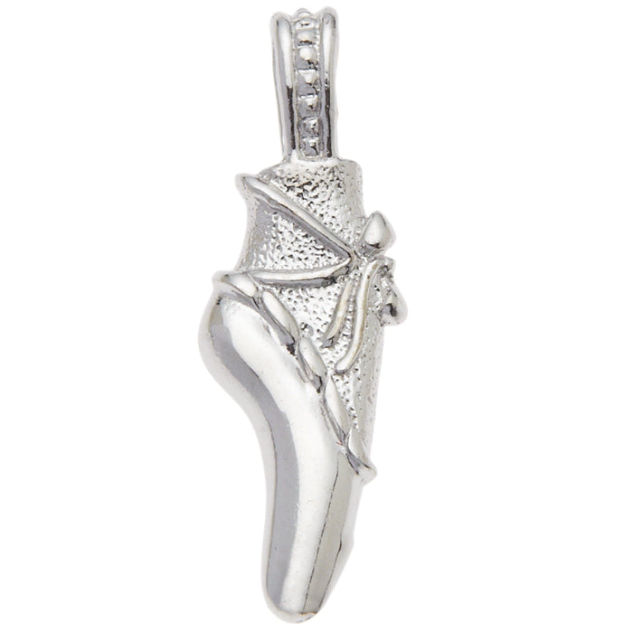 0.925 Sterling Silver 3/4in Ballet Shoe Charm