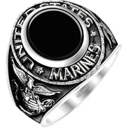 Antique US Marine Corps 10k or 14k Solid Gold Ring black stone