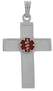0.925 Sterling Silver Medical Alert Cross ID Pendant