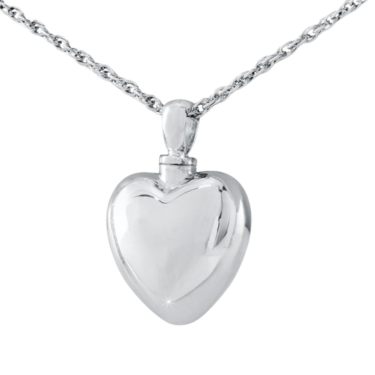 Sterling Silver .925 Cremation Heart Pendant with Necklace