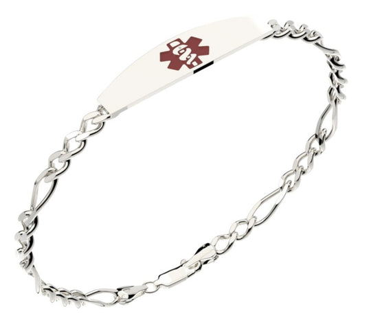 925 Sterling Silver Medical ID Bracelet With Optional Chain Style Med2182_2180