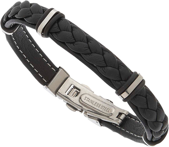 Black Leather 7 1/2in Bracelet