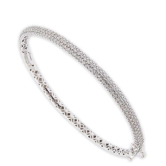 Ladies Silver 7in Bangle Bracelet with CZ
