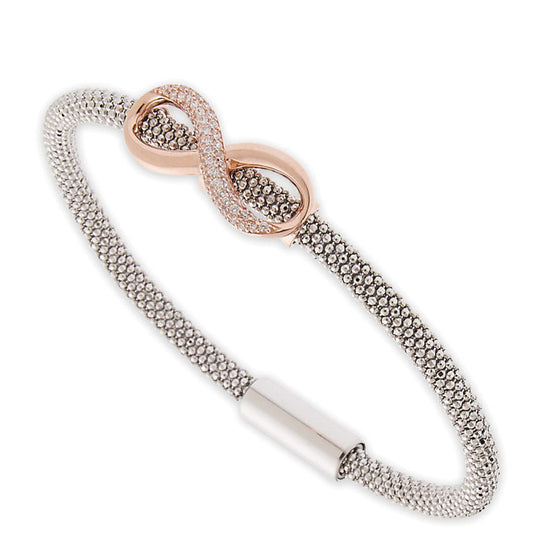 Ladies Silver 7in Infiniti Bangle Bracelet with CZ
