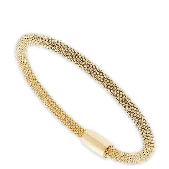 Silver 7in Gold Plated Mesh Bangle Bracelet