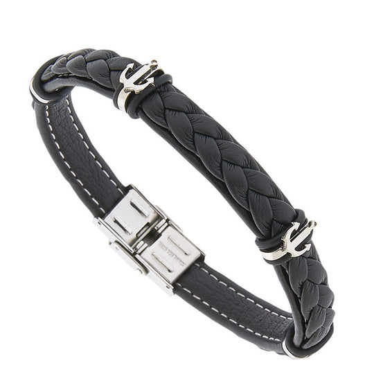 Black Leather 8in Bracelet