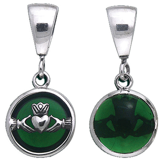 0.925 Sterling Silver 1/2in Two-Sided Claddagh Pendant