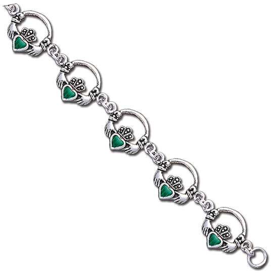 0.925 Sterling Silver 6 1/2in Claddagh Bracelet