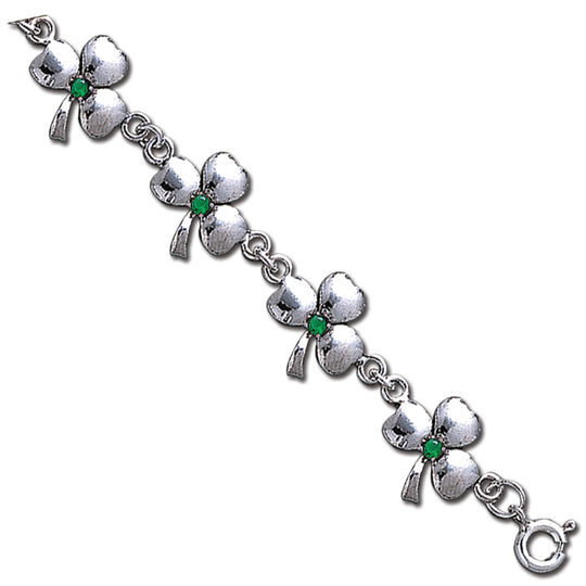 0.925 Sterling Silver 7in Celtic Clover Bracelet