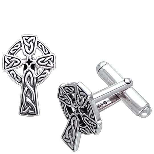 0.925 Sterling Silver Irish Cross Cufflinks