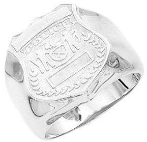 Men's 0.925 Sterling Silver Police Officer Ring