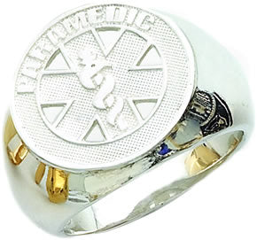 Men's 0.925 Sterling Silver Paramedic EMT Medical Rescue Ring