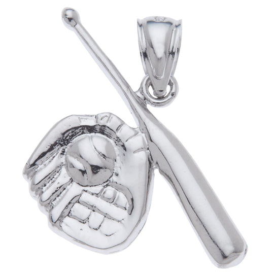 0.925 Sterling Silver 1in Bat & Ball Charm