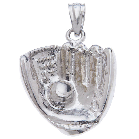 0.925 Sterling Silver 1in Baseball Glove and Ball Charm