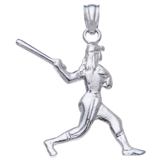 0.925 Sterling Silver 1in Girl Softball Player Charm