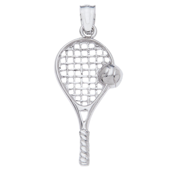 0.925 Sterling Silver 1 1/4in Tennis Racket Charm