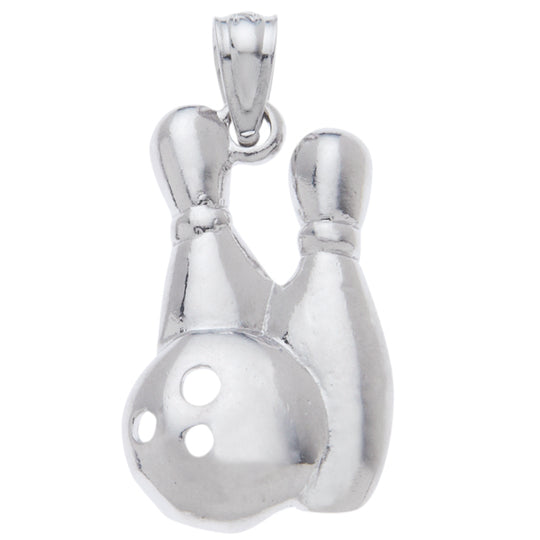 0.925 Sterling Silver 1in Bowling Ball and Pins Charm