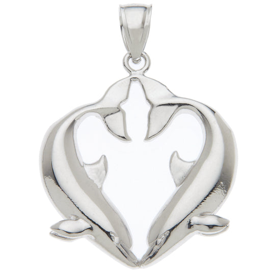 0.925 Sterling Silver Kissing Dolphin Charm