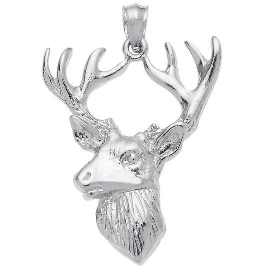 0.925 Sterling Silver 1 1/2in Deer Head Charm