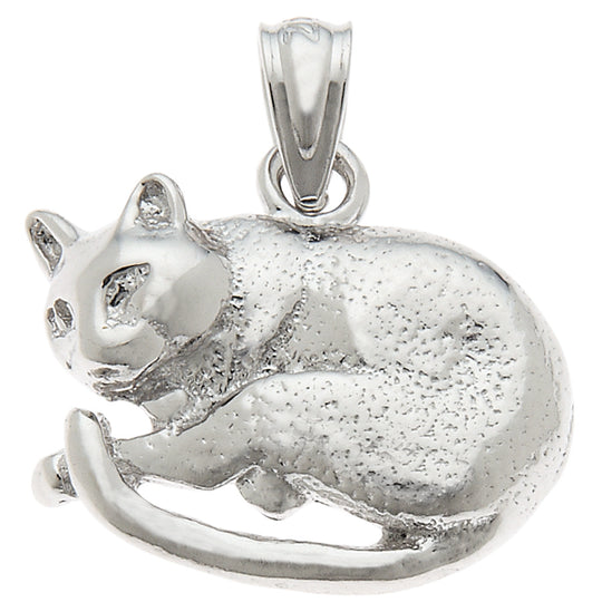 0.925 Sterling Silver 1/2in Cat Charm