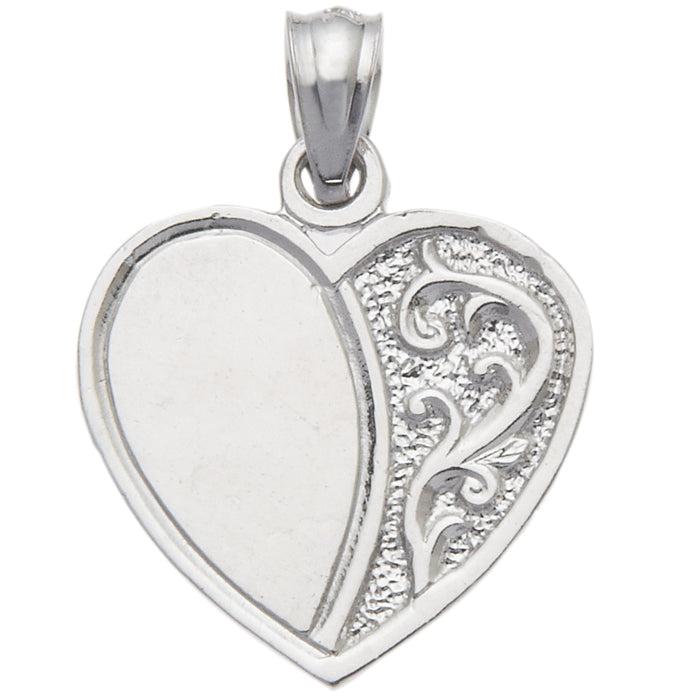 0.925 Sterling Silver 5/8in Heart Charm