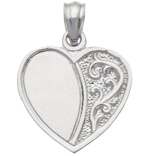 0.925 Sterling Silver 5/8in Heart Charm