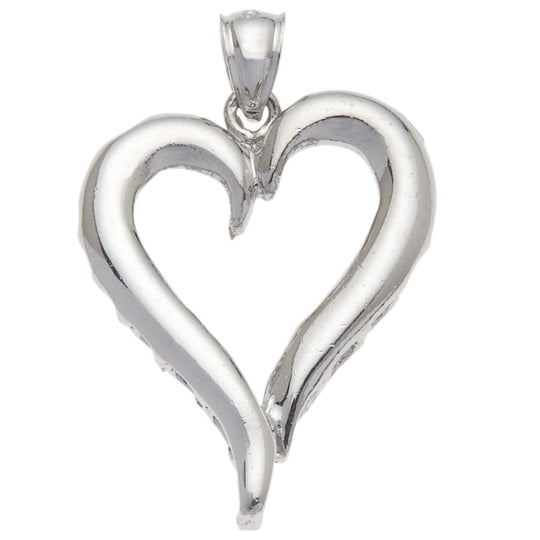 0.925 Sterling Silver 1in Heart Charm