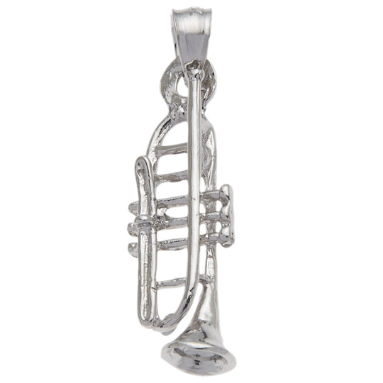 0.925 Sterling Silver 7/8in 3D Trumpet Charm