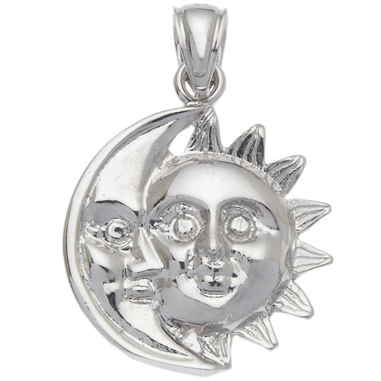 0.925 Sterling Silver 3/4in Sun & Moon Charm