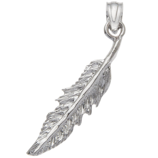0.925 Sterling Silver 1in Feather Charm