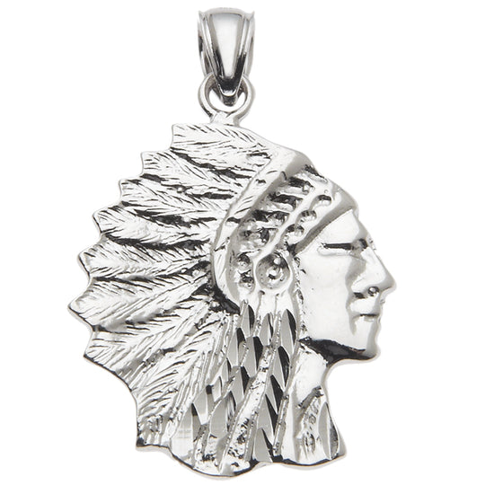 0.925 Sterling Silver 7/8in Indian Head Charm