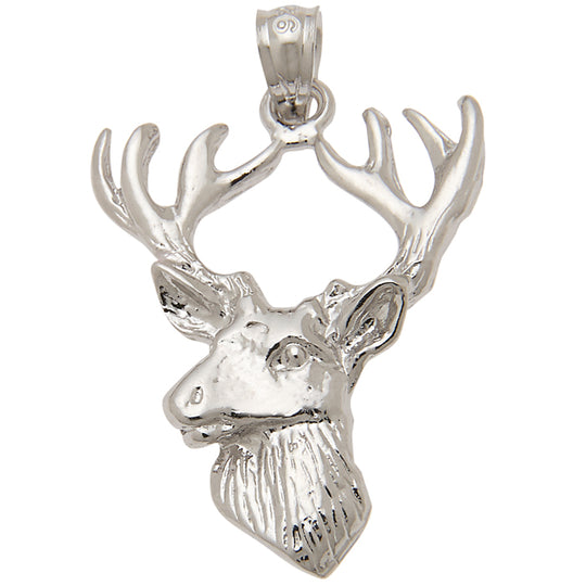 0.925 Sterling Silver 3/4in Deer Head Charm