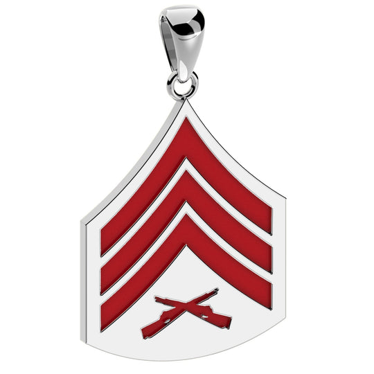 Men's 0.925 Sterling Silver Sergeant US Marine Corps Pendant