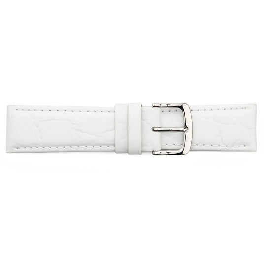 STR-4558S Short White Crocodile Grain Padded Watch Strap