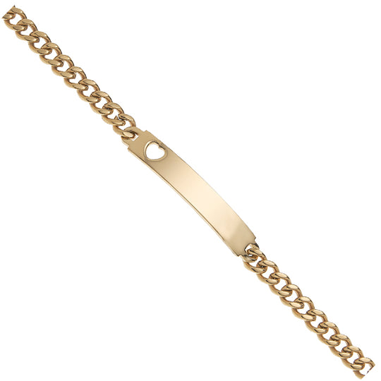Gold Plated 7in Stainless Steel ID Heart Bracelet
