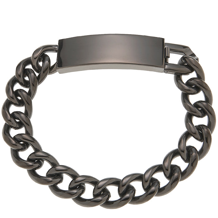 Black 8 1/2in Stainless Steel ID Bracelet