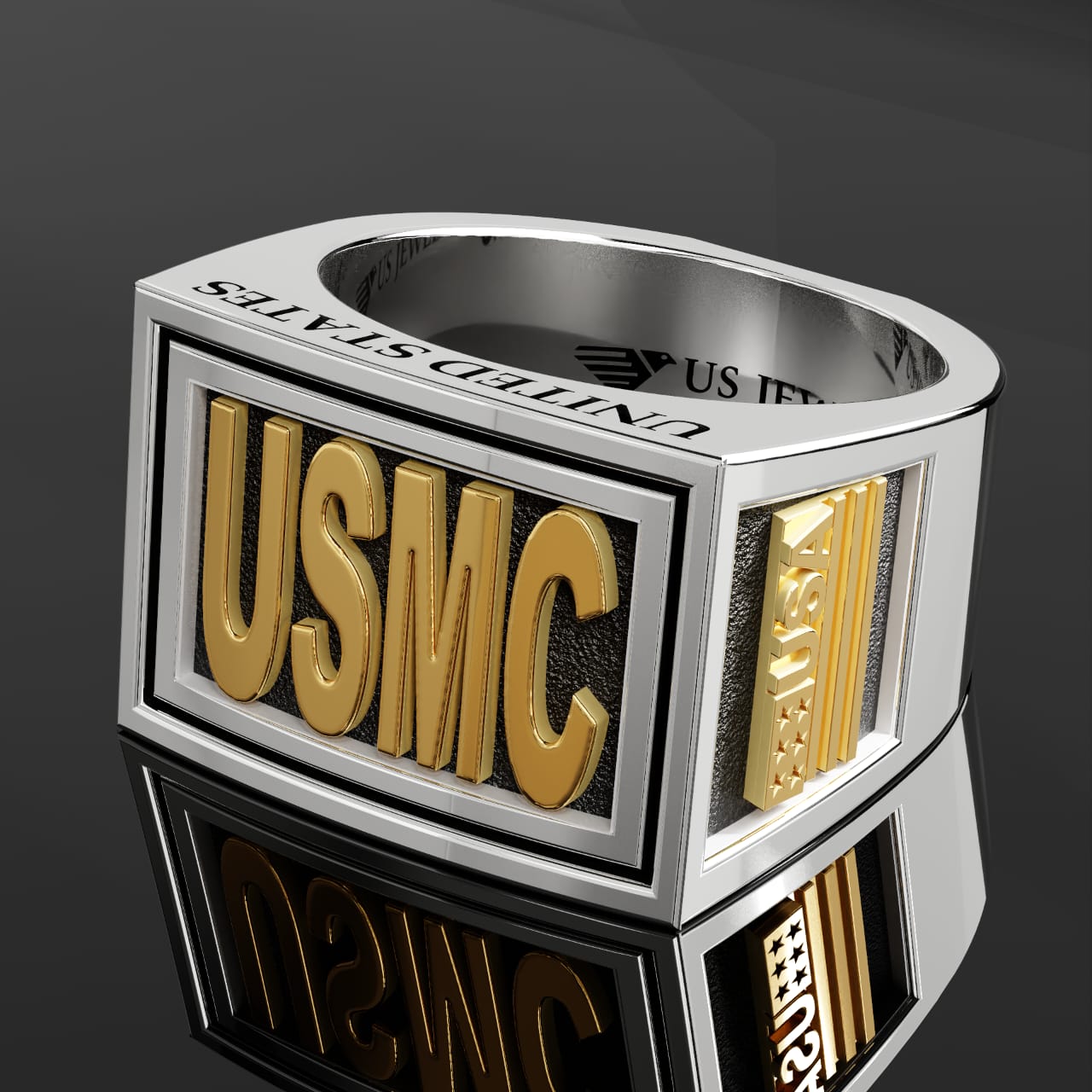 US Marines Ring Gold^925 Sterling shops Silver