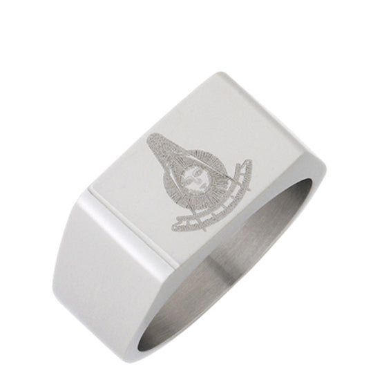 Men's 10mm Stainless Steel Past Master Masonic Ring