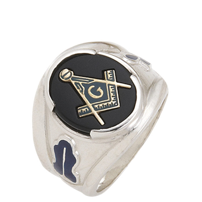 Sterling Silver or Vermeil Masonic Ring with Stone