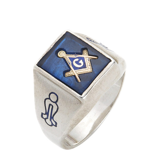 Sterling Silver or Vermeil Masonic Ring with Stone