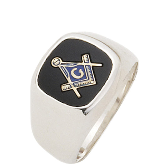 Sterling Silver or Vermeil Masonic Ring with Stone