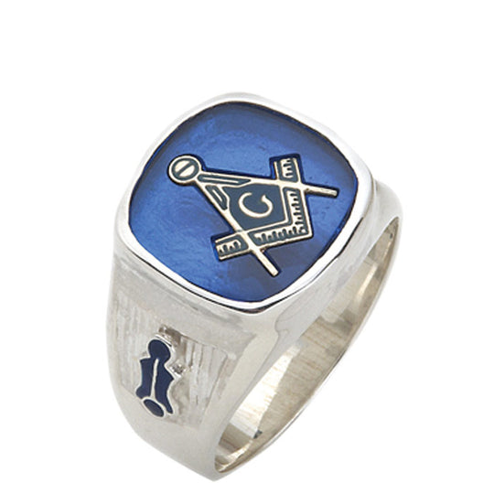 Sterling Silver or Vermeil Masonic Ring with Stone