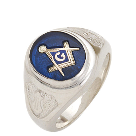 Sterling Silver or Vermeil Masonic Ring with Stone