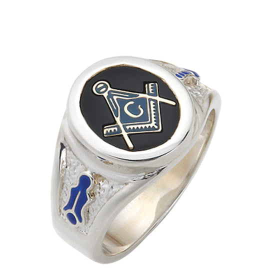 Sterling Silver or Vermeil Masonic Ring with Stone