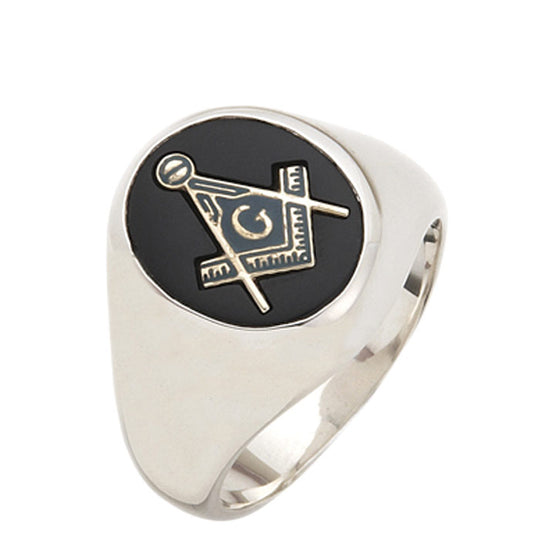 Sterling Silver or Vermeil Masonic Ring with Stone