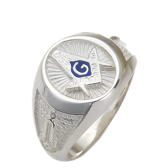 Sterling Silver or Vermeil 15mm Solid Back Masonic Ring