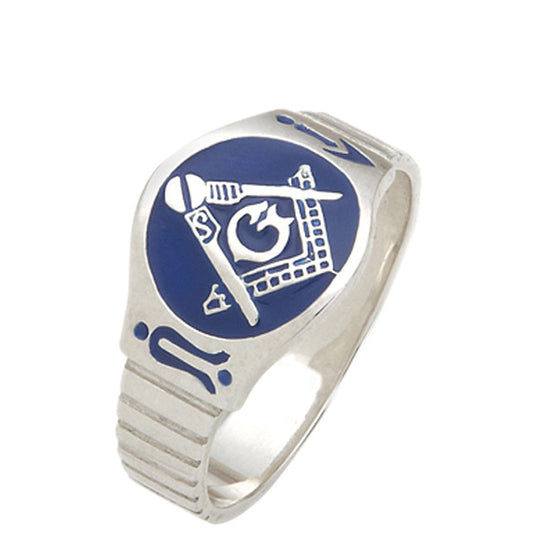 Sterling Silver or Vermeil Masonic Ring with Enamel