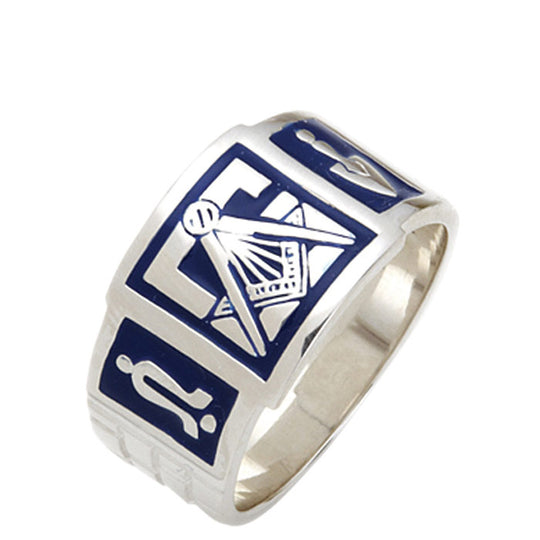 Sterling Silver or Vermeil Masonic Ring with Enamel