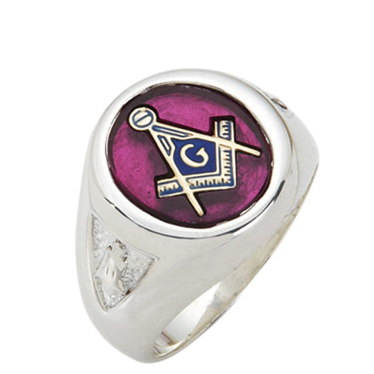 Sterling Silver or Vermeil Masonic Ring with Stone