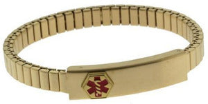 Ladies Elastic DOC TOCK Ion Gold Plated Medical ID Bracelet